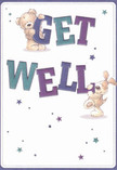 Radiating playful optimism and gentle reassurance, this get well card captures a scene that feels right at home in Colliers Wood's close-knit community. A darling teddy bear, rendered with soft, comforting textures, stretches atop the bold, colourful 'Get,' while a floppy-eared pup gleefully balances against the word 'Well.' Indigo and teal hues in the letters glow with vibrant positivity against the card's creamy background, much like the fresh blooms we deliver in the neighbourhood. Spangled stars in cool shades of blue and purple twinkle across the design, conjuring hope and light similar to a blue sky over Wandle Park. The illustrated fur of the bear and puppy looks so inviting that you can almost sense its warmth. As a florist, this artwork reminds me of the thoughtful care poured into every get well bouquet-each detail intentionally crafted to comfort and uplift. Whether reaching a friend on Cavendish Road or delivering smiles to a neighbour nearby, this card extends not just a message, but a promise of gentle encouragement and heartfelt community support.